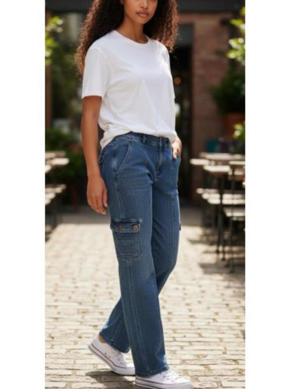 METRO STYLE Stretch Denim Cargo Jeans Ladies Size 16P